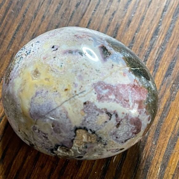 Ocean Jasper palm stone crystal natural agate agatized white red green moss yell - Picture 1 of 8